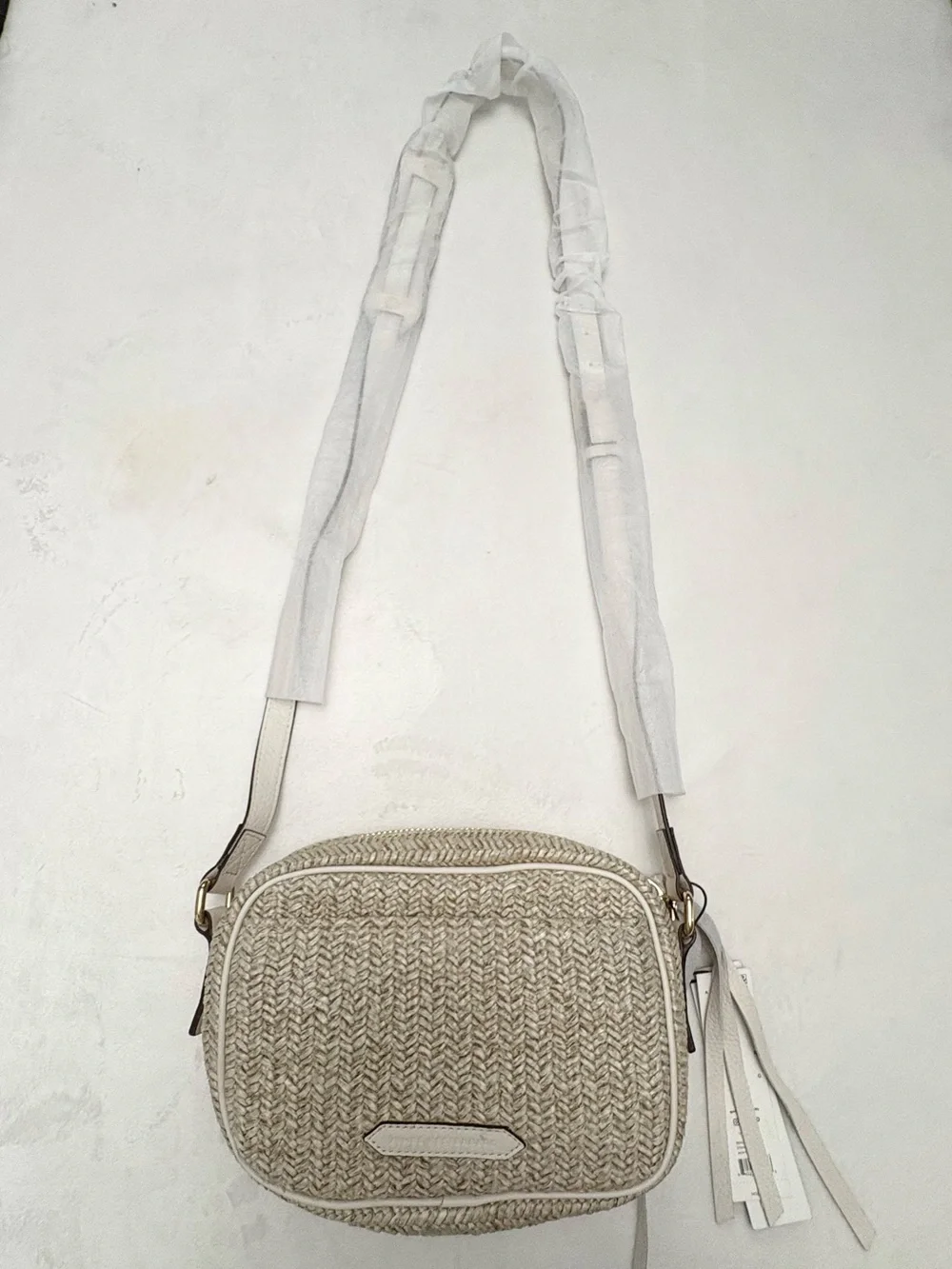 AIMEE KESTENBERG Berlin Leather Crossbody Bag In Straw W/vanilla